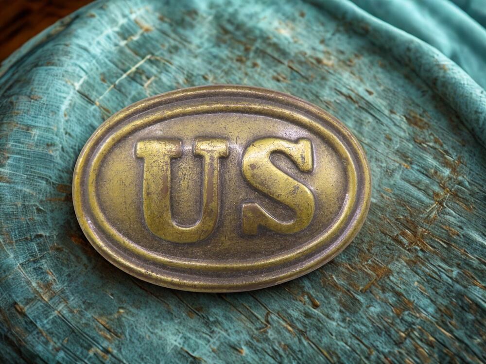 US Oval Brass Civil War Style Reproduction Belt Buckle Militaria